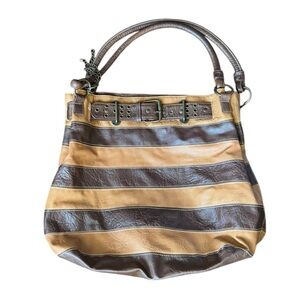 Vintage Cato Striped Brown Shoulder Bag
